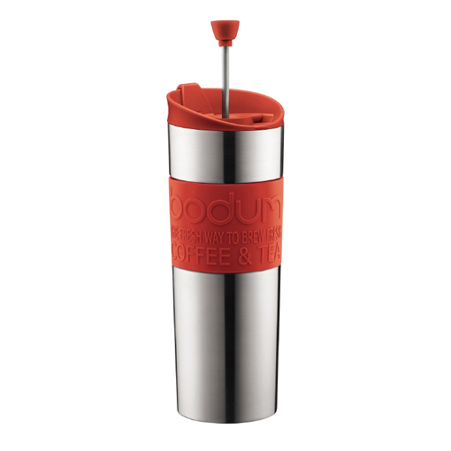 BodumTravel French Press Coffeemaker, Large, Red (0.45 L, 15 oz)