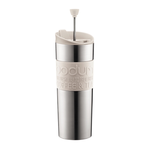 Bodum Travel French Press Coffeemaker, Large, Off-White (0.45 L, 15 oz)