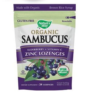 Nature's Way Organic Sambucus (ELDERBERRY ZINC LOZENGES) 24 LOZENGES