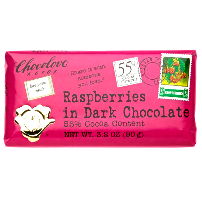 Chocolove, Raspberries in Dark Chocolate (3.2 oz, 90g)