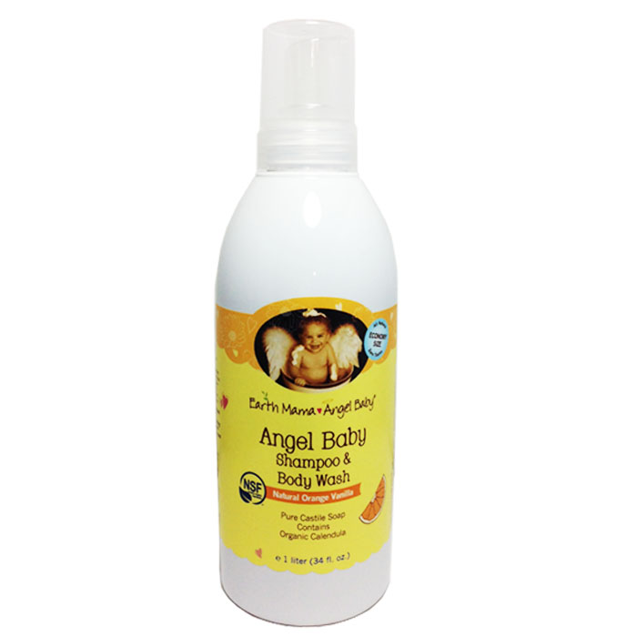 Earth Mama Angel Baby Shampoo and Body Wash: Natural Orange Vanilla (34 oz, 1 L)