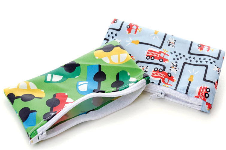 Bumkins Reusable Snack Bags, Small 2 Pack: Car/Fire Engine