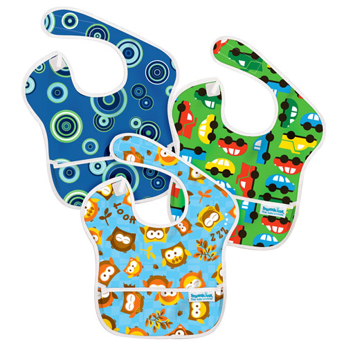 Bumkins SuperBib 3-Pack: Boy ? BlueFizz, Car, Owl (Size 6m~24m)