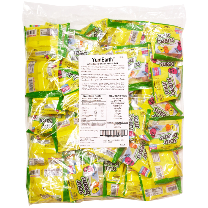 Yummy Earth Naturals Sour Jelly Beans Snack Pack - Bulk (50 Counts, 20g Each)