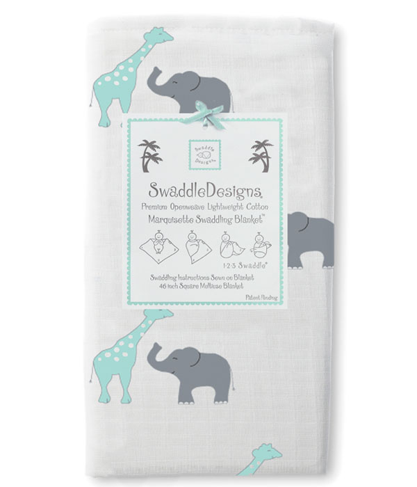 Swaddle Designs Marquisette Swaddling Blanket: Safari Fun SeaCrystal