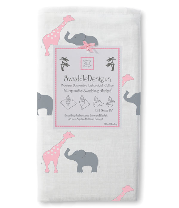 Swaddle Designs Marquisette Swaddling Blanket: Safari Fun Bright Pink