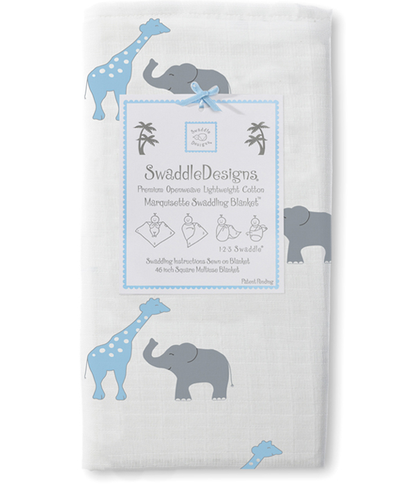 Swaddle Designs Marquisette Swaddling Blanket: Safari Fun Bright Blue