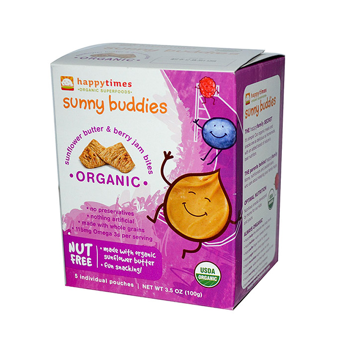 Happy Baby Organic Sunny Buddies: Sunflower Butter & Jam Bites (5 Pouches, 20g Each)