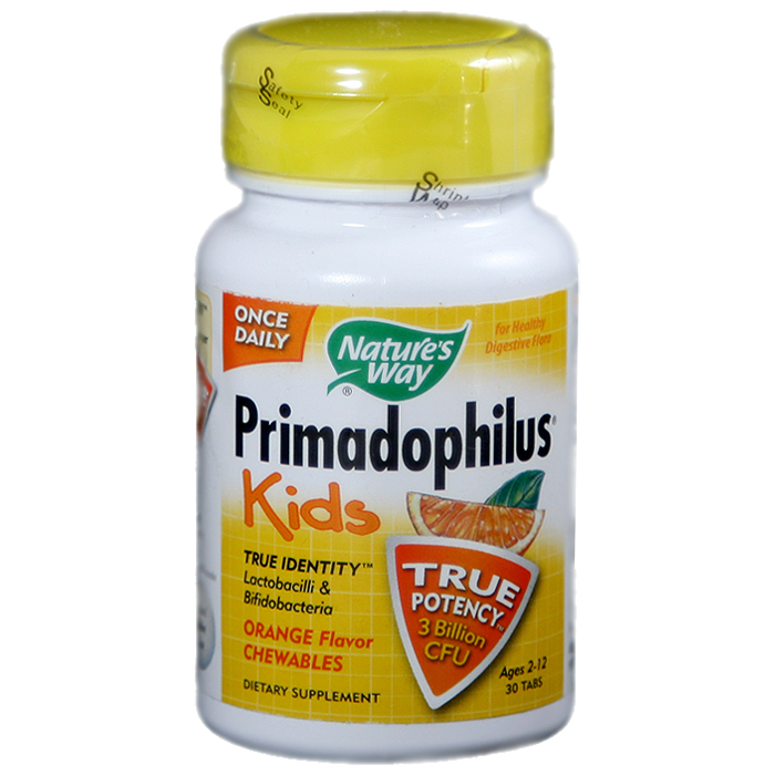 Nature's Way Primadophilus Kids Orange Flavor Chewables (30 Tablets)