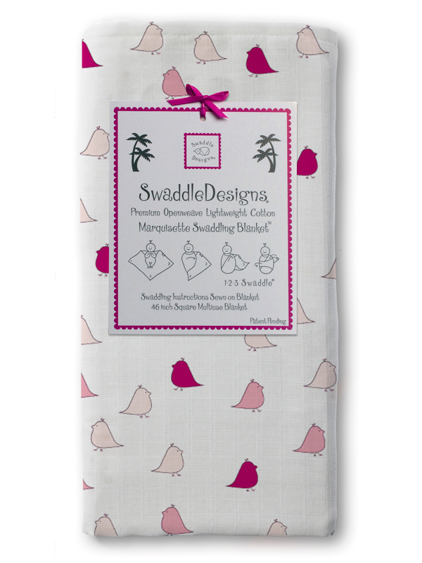 Swaddle Designs Marquisette Swaddling Blanket: Pink, Very Berry Little Chickies