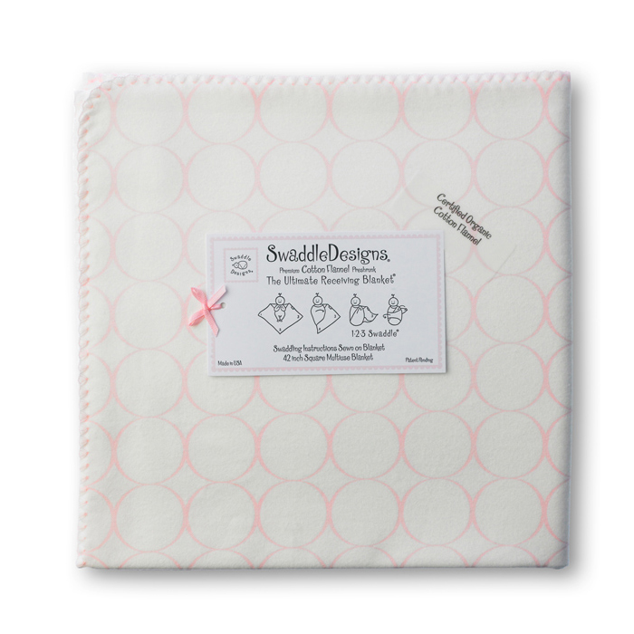 Swaddle Designs Organic Ultimate Receiving Blanket: Pastel Pink Mod Circles 