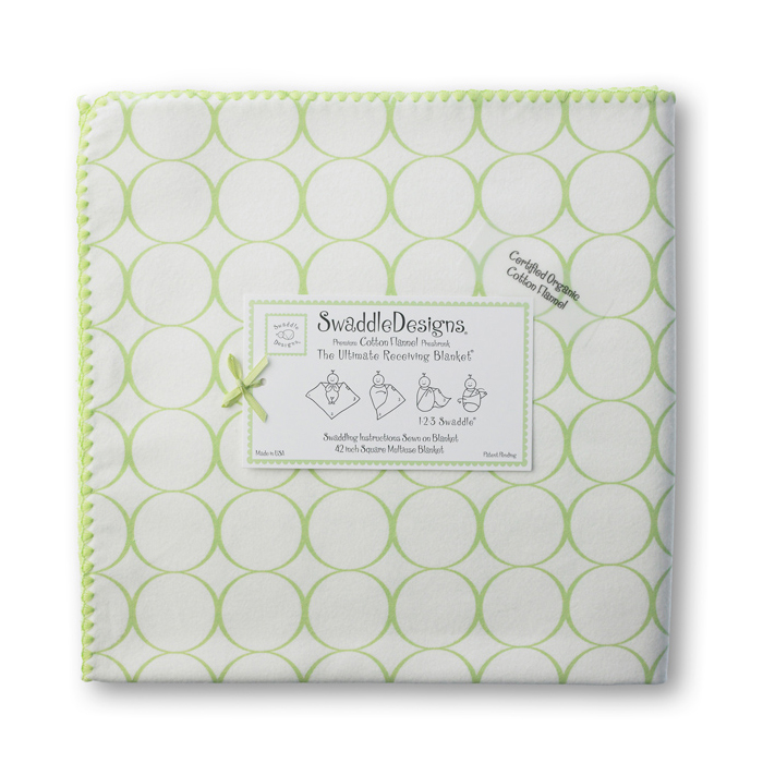 Swaddle Designs Organic Ultimate Receiving Blanket: Kiwi Mod Circles 