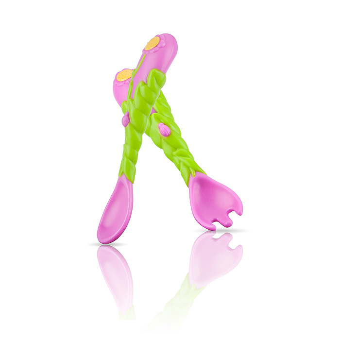 Nuby 3-D Flower Spoon and Fork Set 