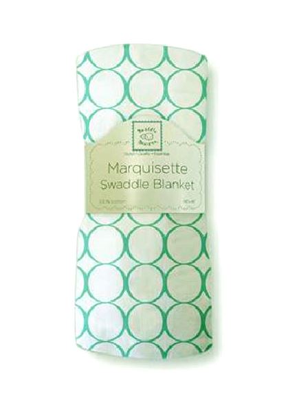 Swaddle Designs Marquisette Swaddling Blanket: Sea Crystal Mod Circles on White 