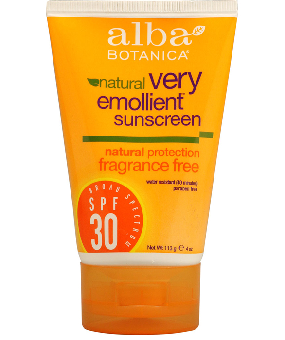 Alba Botanica Natural very Emollient Sunscreen SPF 30: Fragrance Free (4 oz)