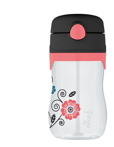 Thermos Poppy Patch Foogo Plastic Leak-Proof Straw Bottle (11 oz)