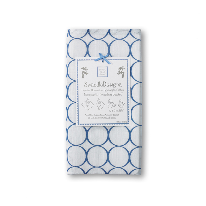 Swaddle Designs Marquisette Swaddling Blanket: Pastel Blue with True Blue Mod Circles