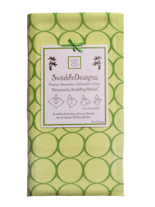 Swaddle Designs Marquisette Swaddling Blanket: Kiwi with Pure Green Mod Circles+