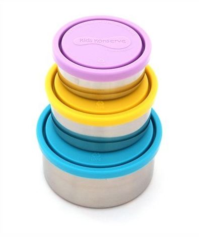 UKonserve Nesting Trio Stainless Steel Containers (Turquoise/Yellow/Lavender)