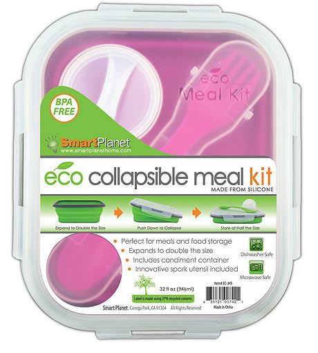 Smart Planet Eco Silicone Collapsible Meal Kit, Pink