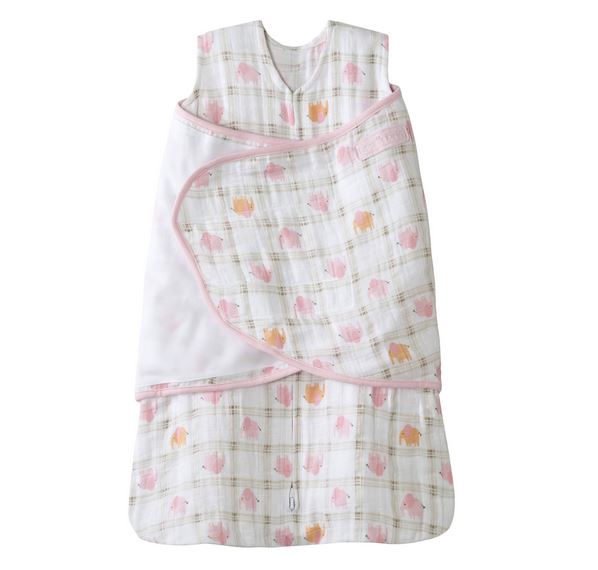 Halo SleepSack Swaddle Muslin Elephant Pink (Size S)