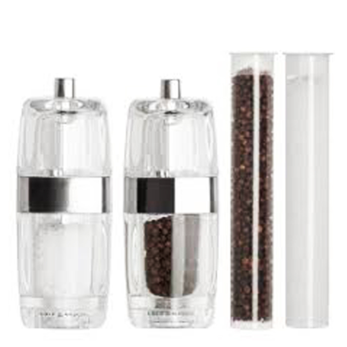 Cole and Mason Seville Brushed Chrome Salt and Pepper Mill Gift Set (With Salt and Pepper Refills) 