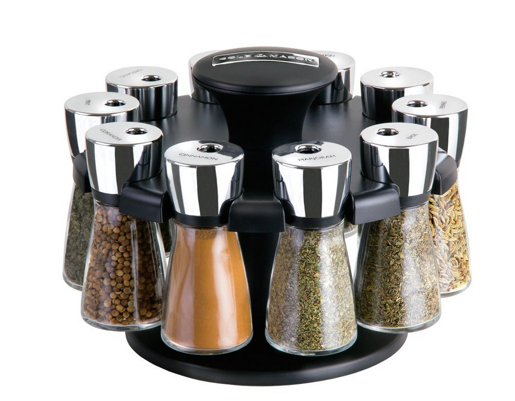 Cole & Mason Herb and Spice Carousel rack( With 10 Glass Jars and Spices) 