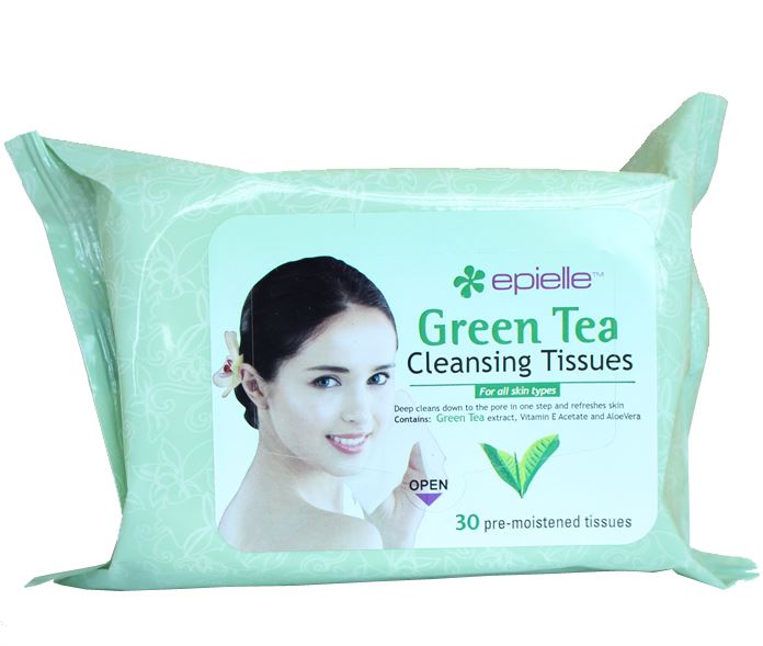 Epielle Green Tea Cleansing Tissues, 30 Pre-Moistened Tissues