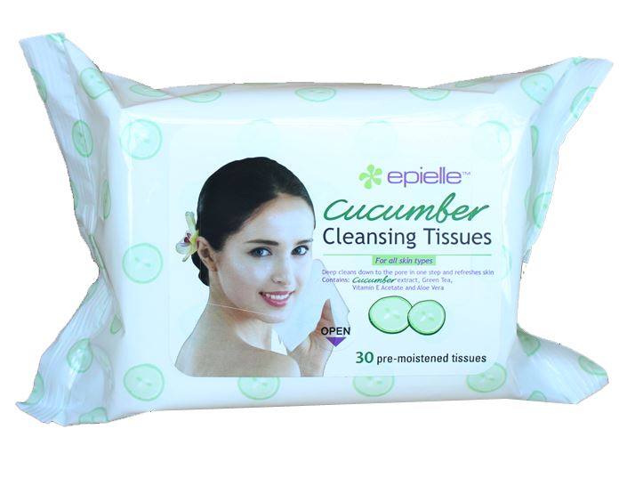 Epielle Cucumber Cleansing Tissues, 30 Pre-Moistened Tissues