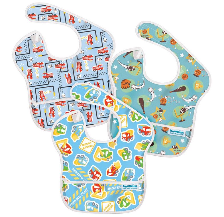 Bumkins SuperBib 3-Pack: Boy ? Construction, Sport, Firetruck (Size 6m~24m)