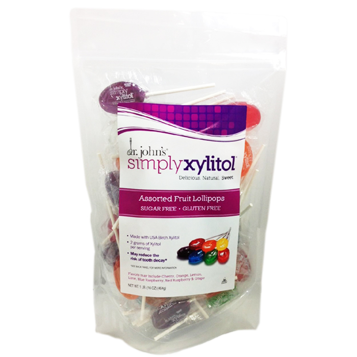 Dr. John's Simply Xylitol Assorted Fruit Lollipops (16oz.)