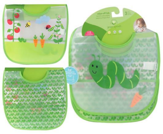 I play Green Sprouts Waterproof wipe off Bib(Green Worm,9-18 months 3pk)