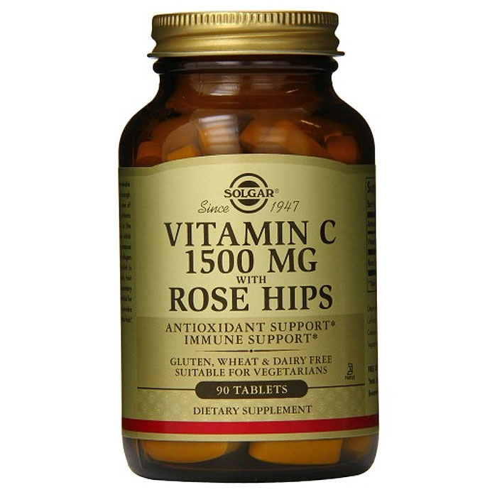 Solgar Vitamin C 1500mg Rose Hips, 90 tabs