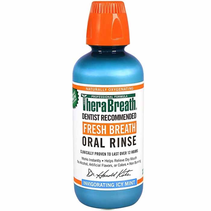 TheraBreath Fresh Breath Oral Rinse, Icy mint(16 oz)