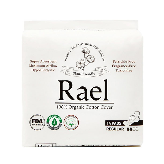 Rael Organic Cotton Feminie Pads, Regular(14ct)