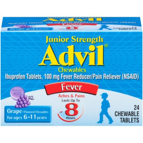 Advil Junior Strength 100mg, 24 Grape Chewables (For Fever)