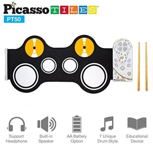 PicassoTiles Flexible Roll-Up Educational Electronic Drum Kit