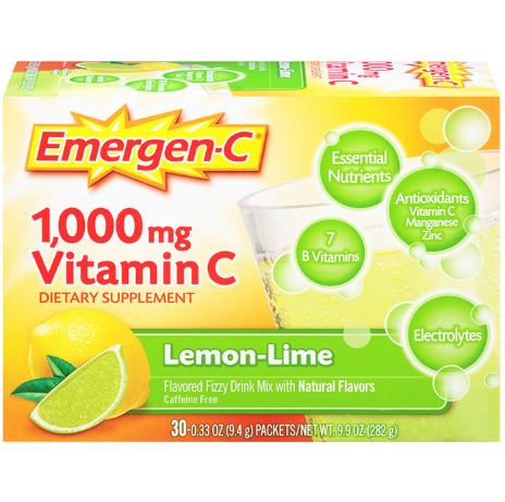 Emergen-C 1000mg Vitamin C Lemon Lime, 30 counts