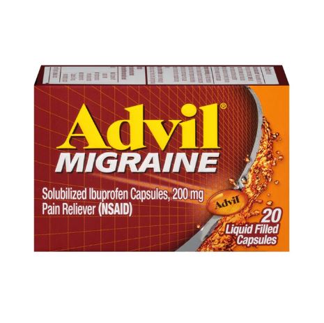 Advil Solubilized Ibuprofen 200 mg Pain Reliever (Nsaid) Advil Migraine,20 Liquid Capsules