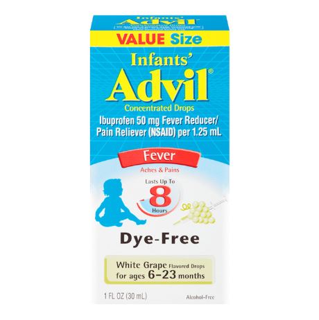 Infants' Advil Concentrated Drops Fever Reducer Dye-Free White Grape, 1oz/30ml