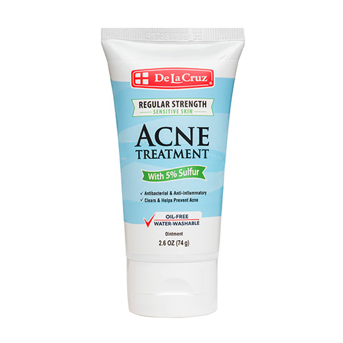De La Cruz® 5% Sulfur Ointment Regular Strength Acne Treatment for Sensitive Skin 2.6 OZ Tube (73.7 g)