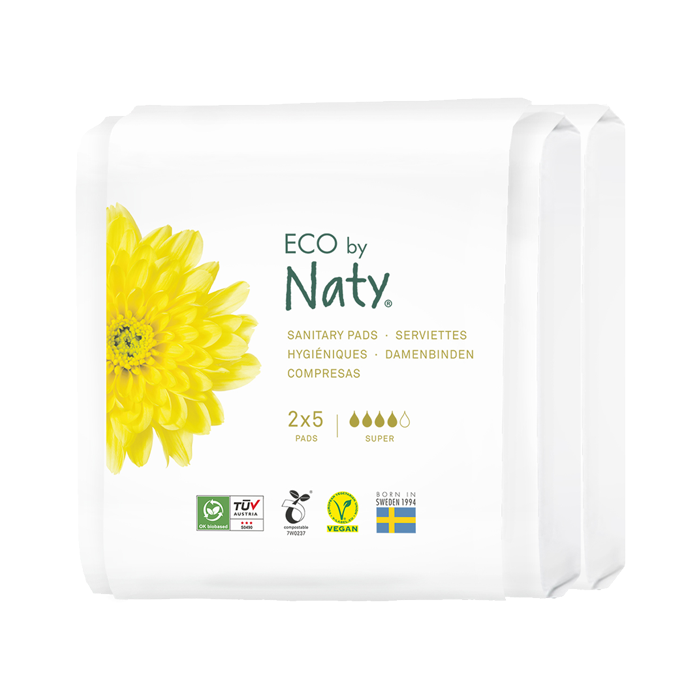 Naty Sanitary Pads Super Travel Size, 10-count