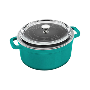 Staub Cocotte Round with Glass Lid 3.9QT, Mint Green