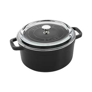 Staub Cocotte Round with Glass Lid 3.9QT, Black