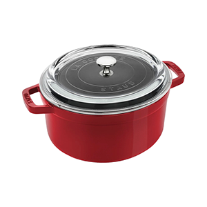 Staub Cocotte Round with Glass Lid 3.9QT, Cherry