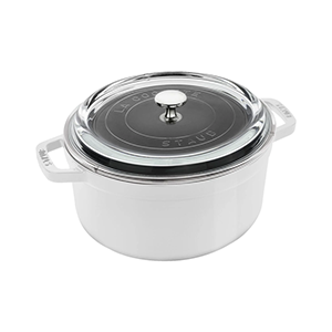 Staub Cocotte Round with Glass Lid 3.9QT, White