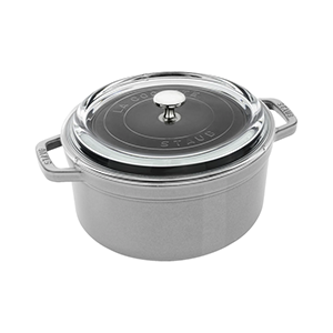 Staub Cocotte Round with Glass Lid 3.9QT, Graphite